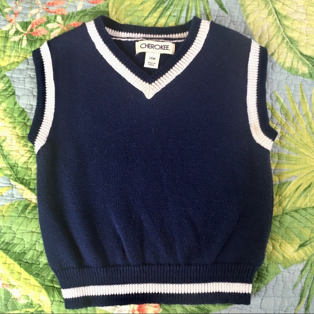 Baby Sweater Vest, Navy & White, Preppy Cute
